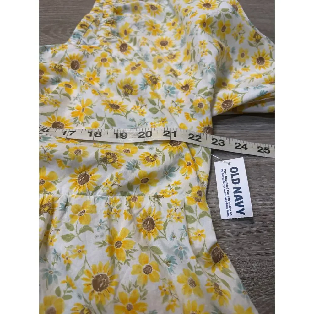 NWT Old Navy Cotton Sunflower Print‎ Babydoll Peasant Top Smocked 2X Blouse Plus